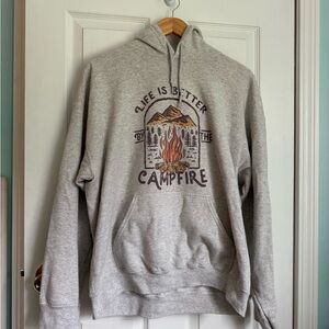 Gildan Gray Hoodie with Campfire Graphic